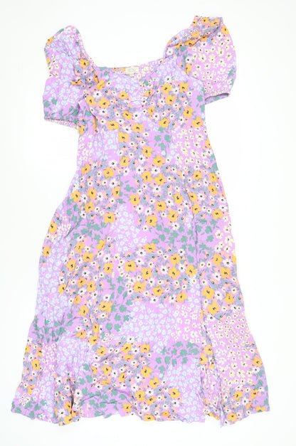 Fat Face Women’s Purple Floral Midi Fit & Flare Dress Size 10