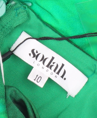 Sodah London Women’s Green Halter Slip Maxi Dress Size 10