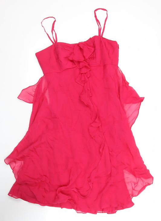 Monsoon Women’s Pink Silk Hi-Low Slip Dress Size 12 Cocktail Party