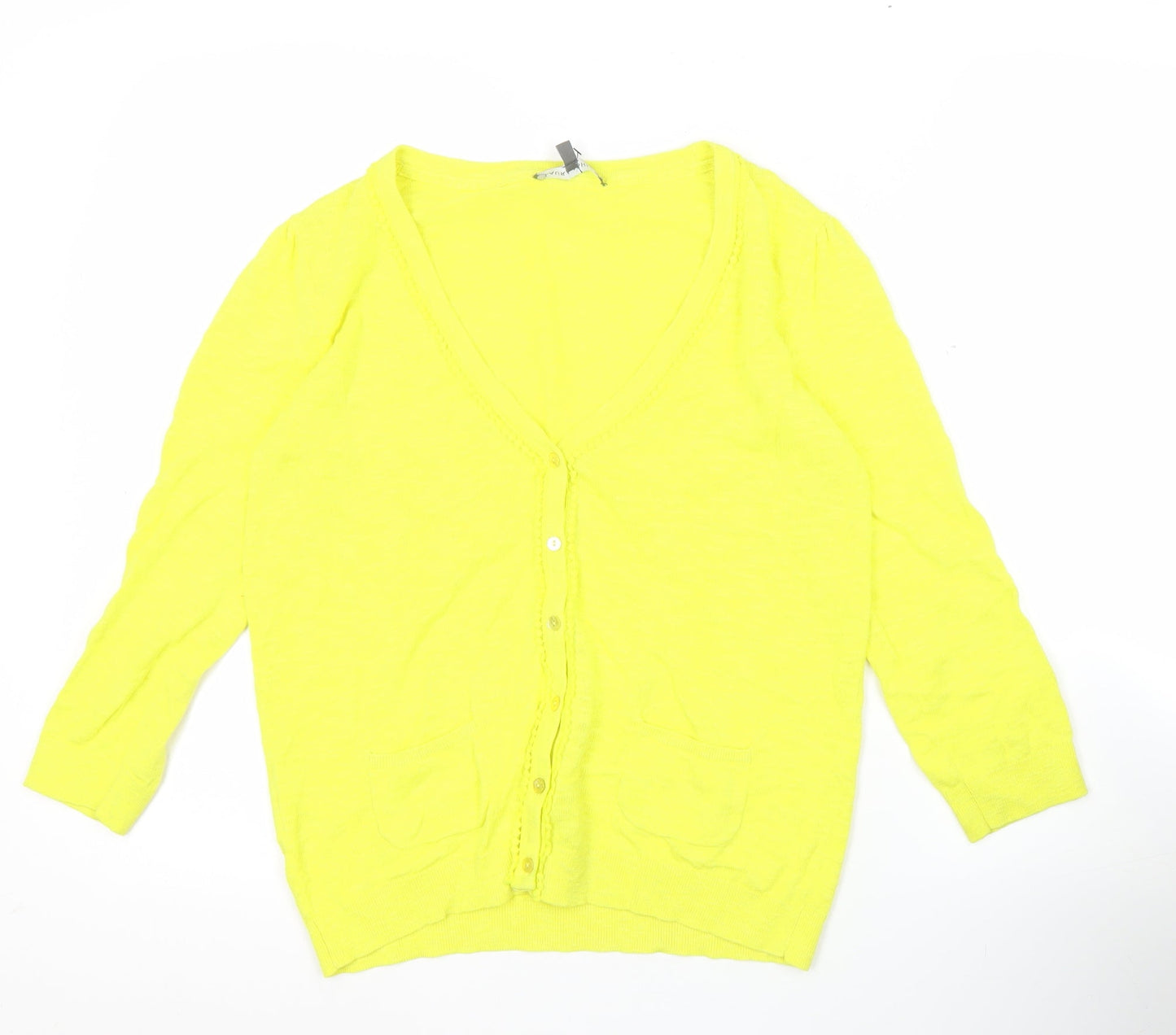 Womens UK Size 8 Laura Ashley Yellow Cardigan Jumper