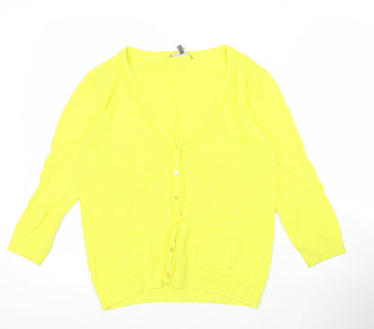 Womens UK Size 8 Laura Ashley Yellow Cardigan Jumper
