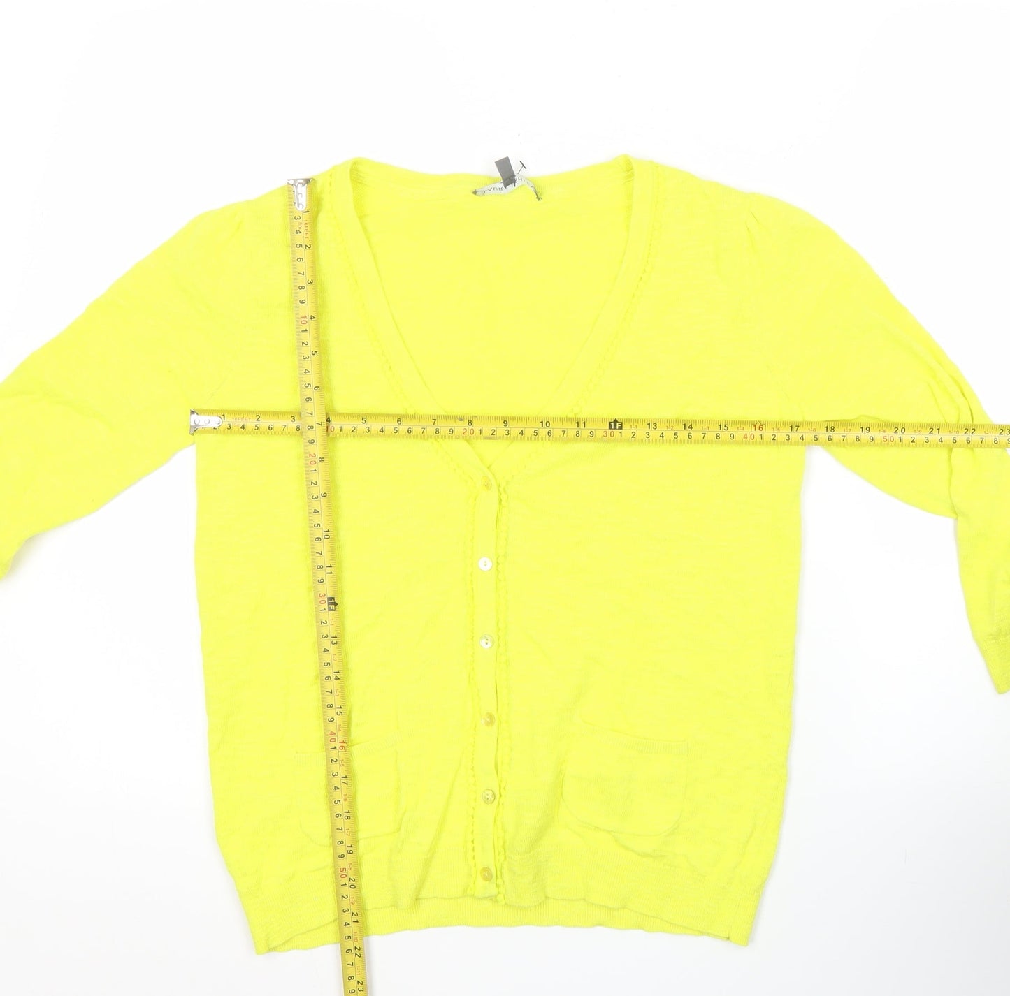 Womens UK Size 8 Laura Ashley Yellow Cardigan Jumper