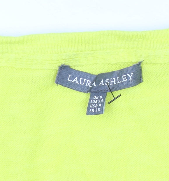 Womens UK Size 8 Laura Ashley Yellow Cardigan Jumper