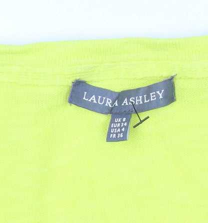 Womens UK Size 8 Laura Ashley Yellow Cardigan Jumper