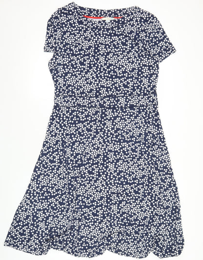 Boden Women's Blue Polka Dot Viscose Elastane Tunic Blouse Size 12
