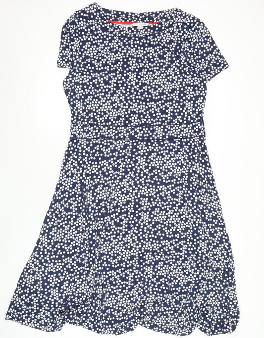 Boden Women's Blue Polka Dot Viscose Elastane Tunic Blouse Size 12