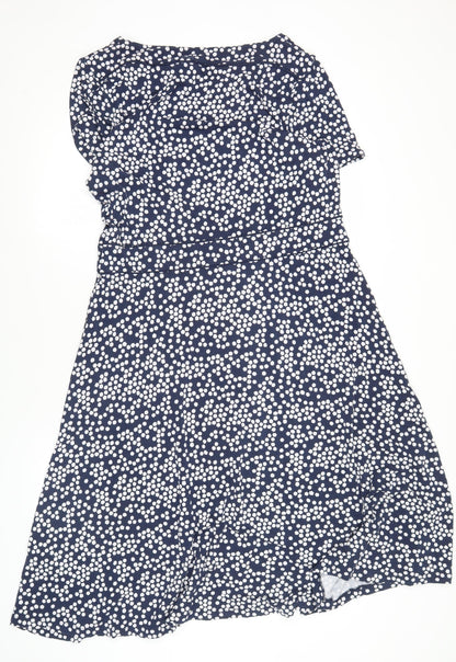 Boden Women's Blue Polka Dot Viscose Elastane Tunic Blouse Size 12