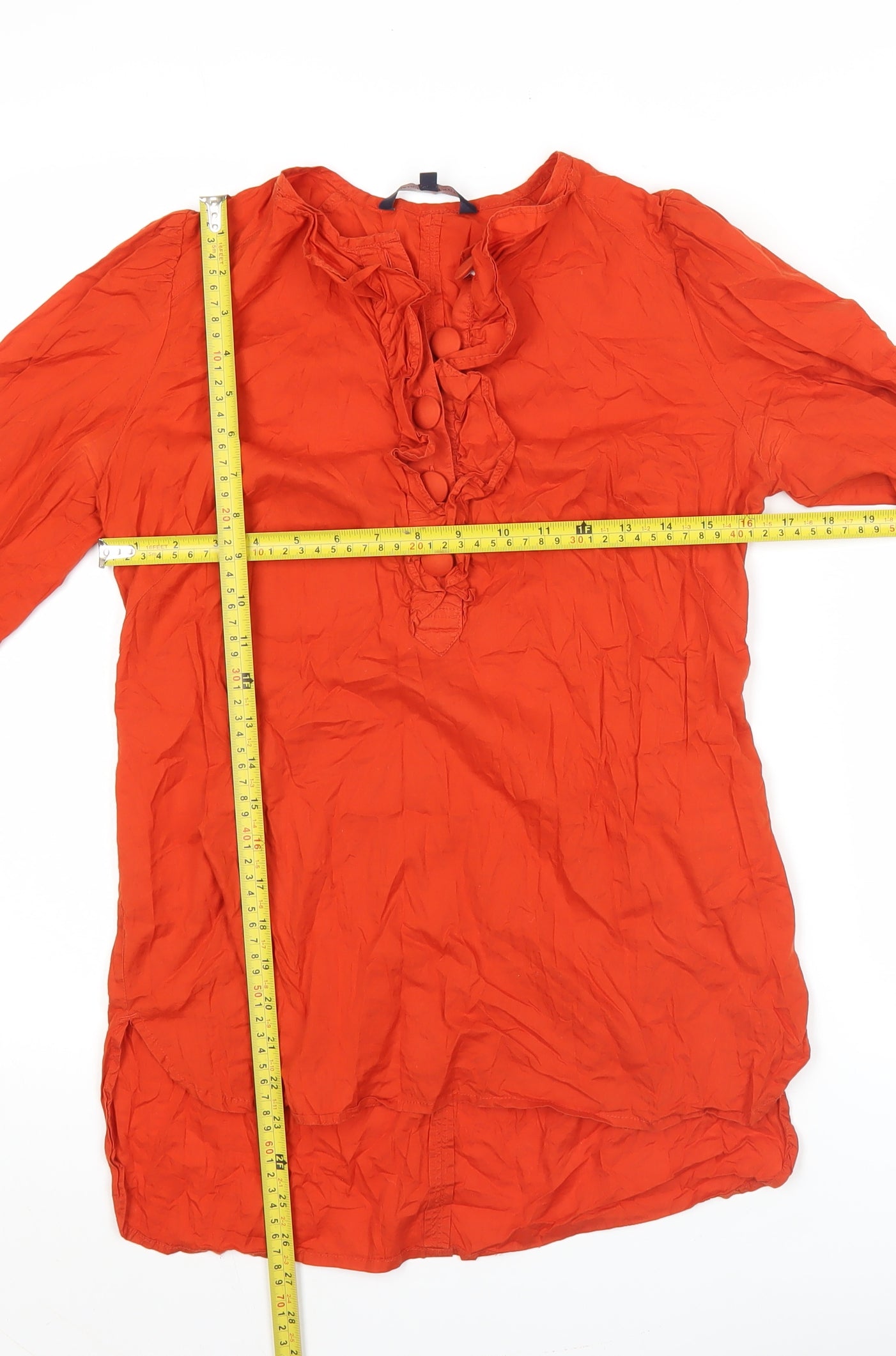 French Connection Womens Red Cotton Tunic Blouse Size 10