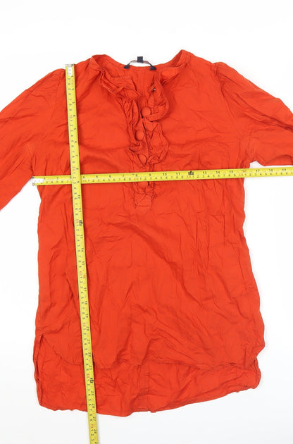 French Connection Womens Red Cotton Tunic Blouse Size 10
