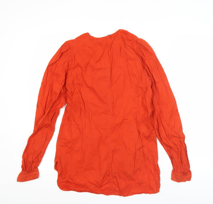 French Connection Womens Red Cotton Tunic Blouse Size 10