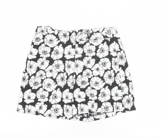 Miss Selfridge Women’s Petites Black Floral Cotton Shorts Size 10