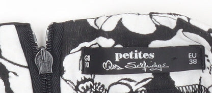 Miss Selfridge Women’s Petites Black Floral Cotton Shorts Size 10