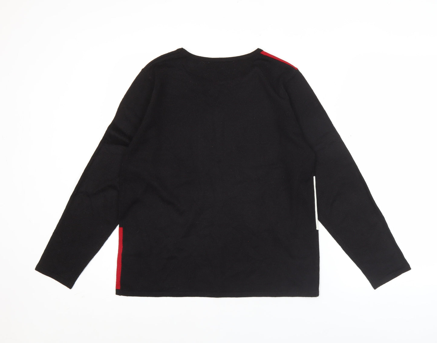 Autonomy Womens Black Red White Geometric Pullover Jumper Size S