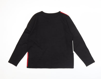 Autonomy Womens Black Red White Geometric Pullover Jumper Size S