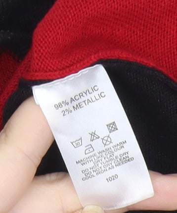 Autonomy Womens Black Red White Geometric Pullover Jumper Size S