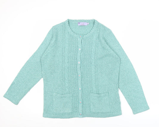 Honor Millburn Womens Green Cardigan Size S 10-12 Knit Long Sleeve