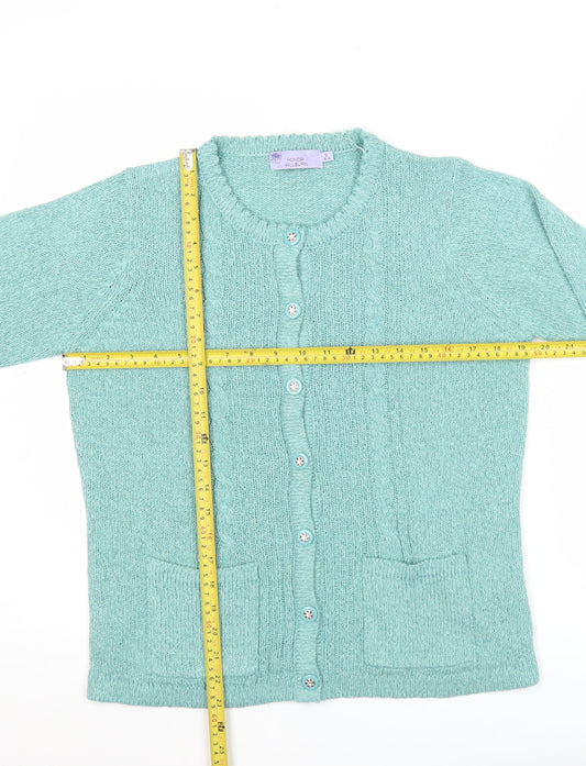 Honor Millburn Womens Green Cardigan Size S 10-12 Knit Long Sleeve