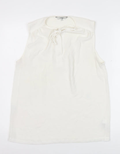 Next Womens Ivory Sleeveless Chiffon Blouse UK Size 12 Scoop Neck