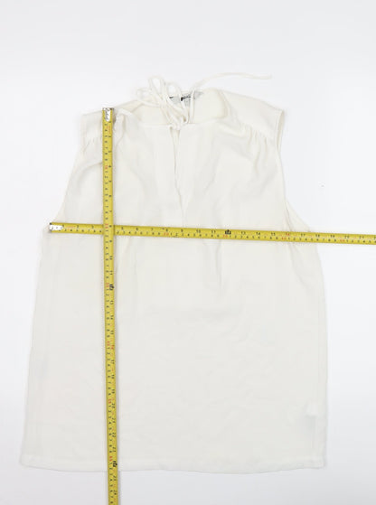 Next Womens Ivory Sleeveless Chiffon Blouse UK Size 12 Scoop Neck