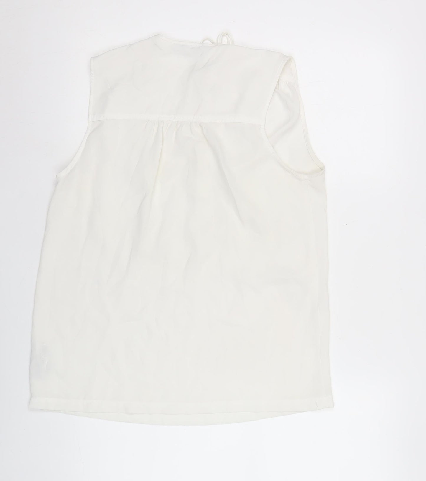 Next Womens Ivory Sleeveless Chiffon Blouse UK Size 12 Scoop Neck