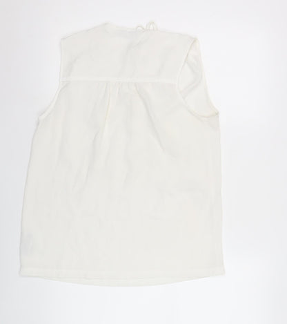Next Womens Ivory Sleeveless Chiffon Blouse UK Size 12 Scoop Neck