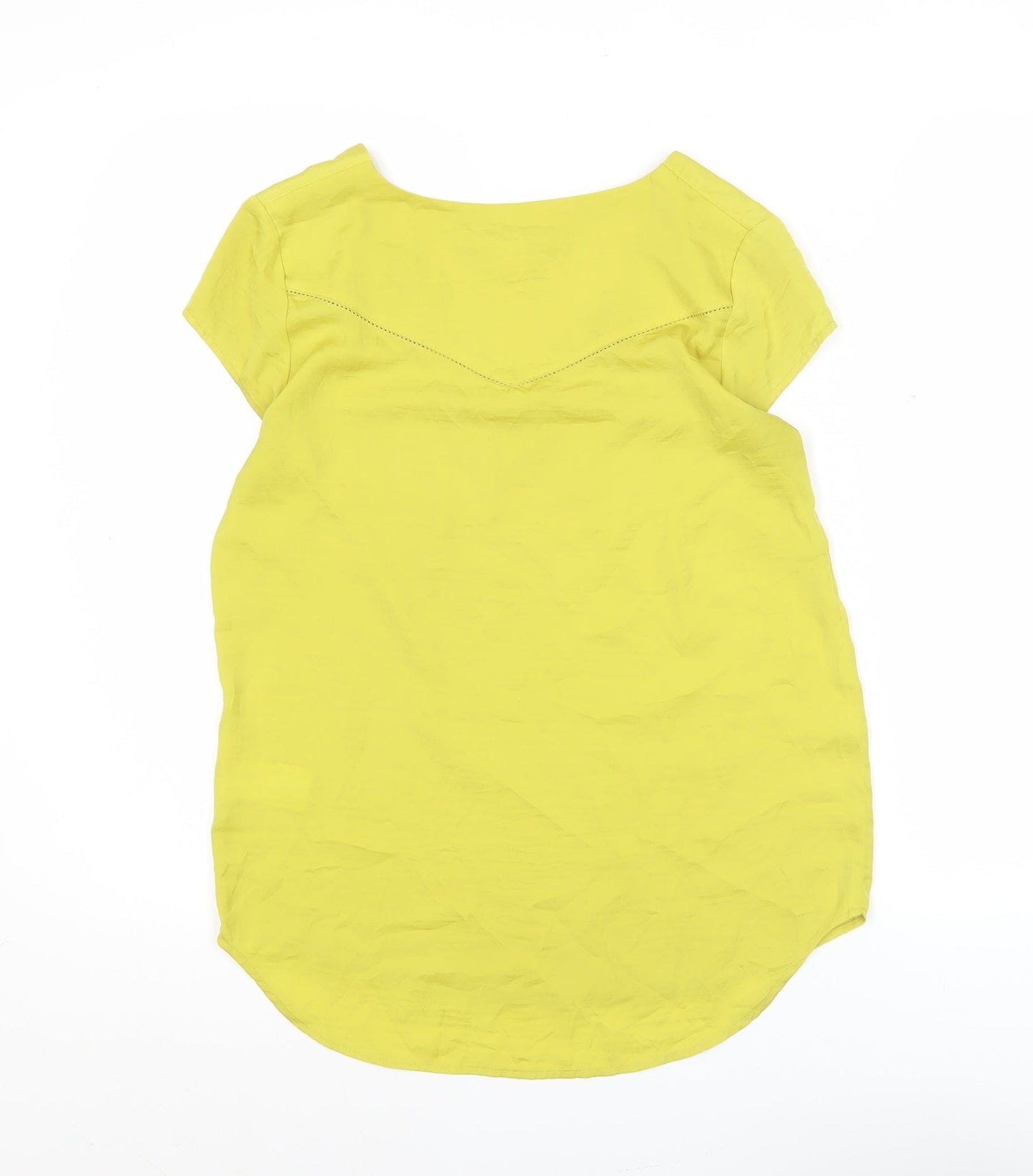 H&M Women’s Yellow V-Neck Tunic Blouse Size 6 Short Sleeve