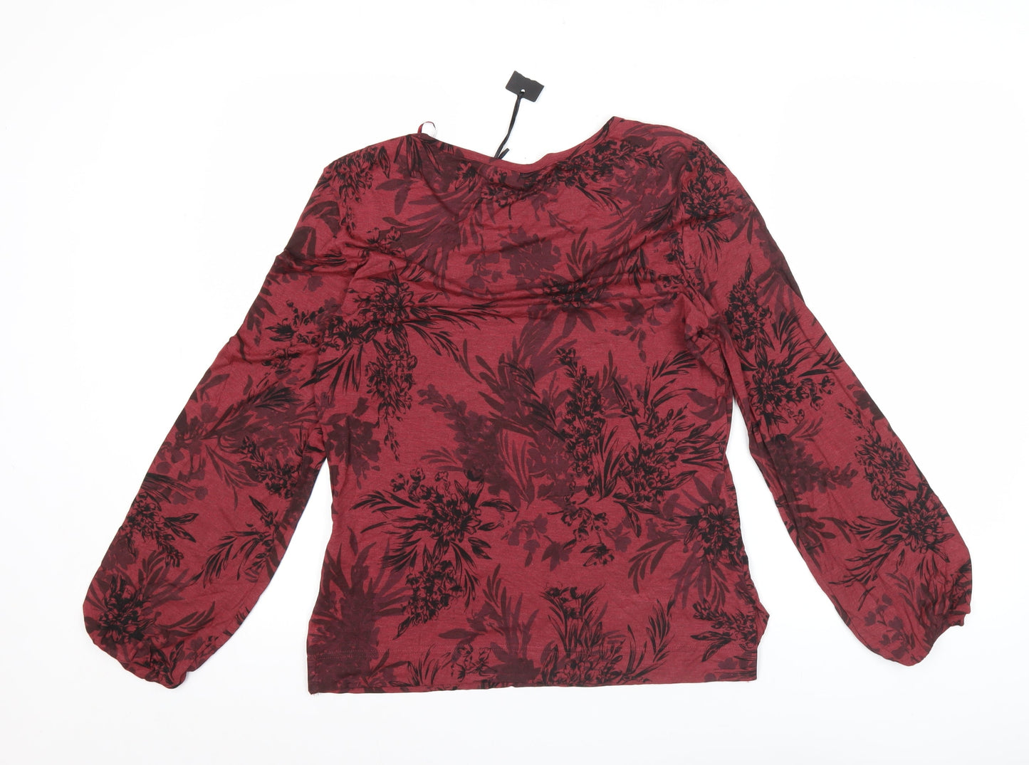Marks and Spencer Women’s Red Floral Tunic Blouse M Long Sleeve