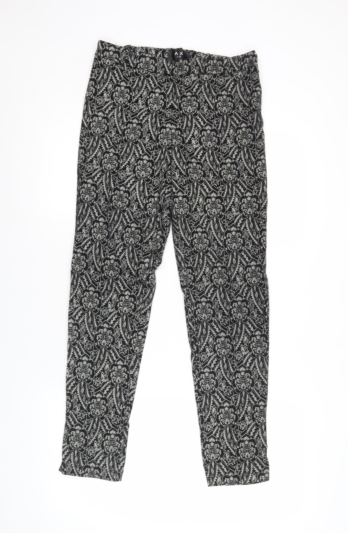 AX Womens Black Floral Stretch Slim Leggings Size 10