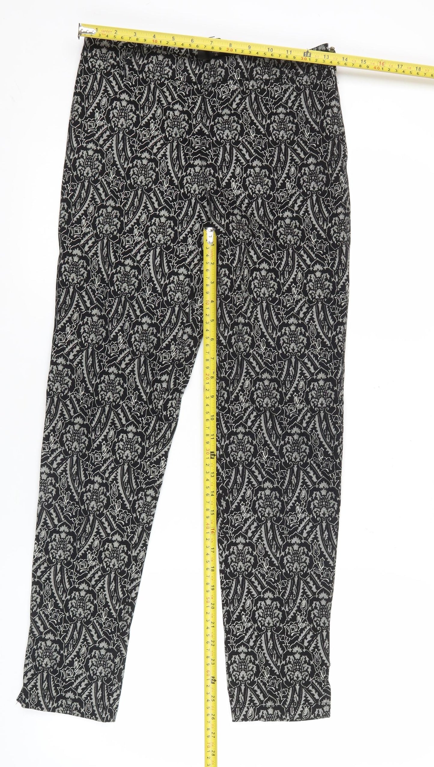 AX Womens Black Floral Stretch Slim Leggings Size 10