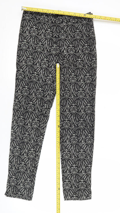 AX Womens Black Floral Stretch Slim Leggings Size 10
