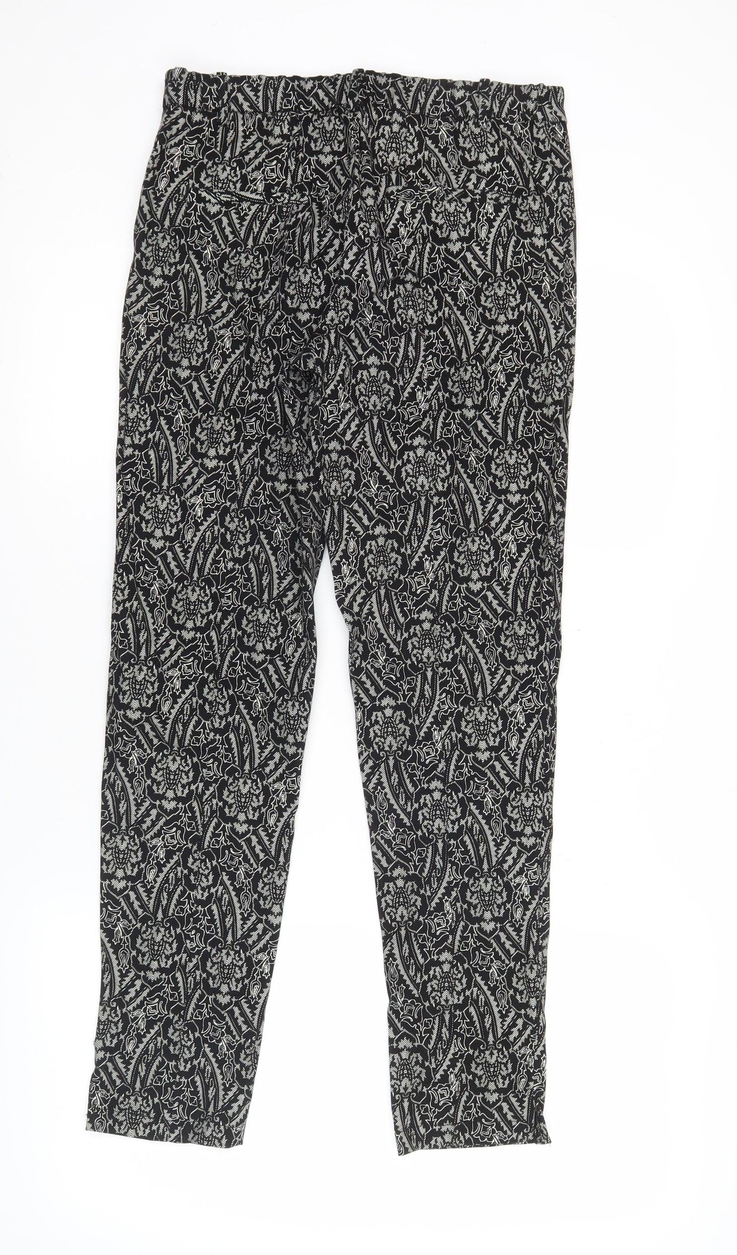 AX Womens Black Floral Stretch Slim Leggings Size 10