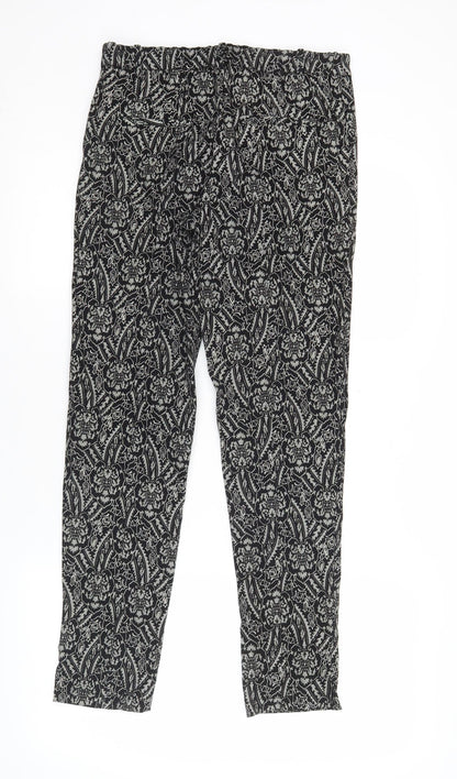 AX Womens Black Floral Stretch Slim Leggings Size 10