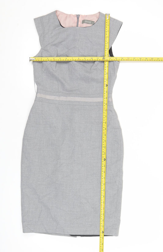 Oasis Women’s Grey Sheath Dress Size 6 Sleeveless Workwear Office