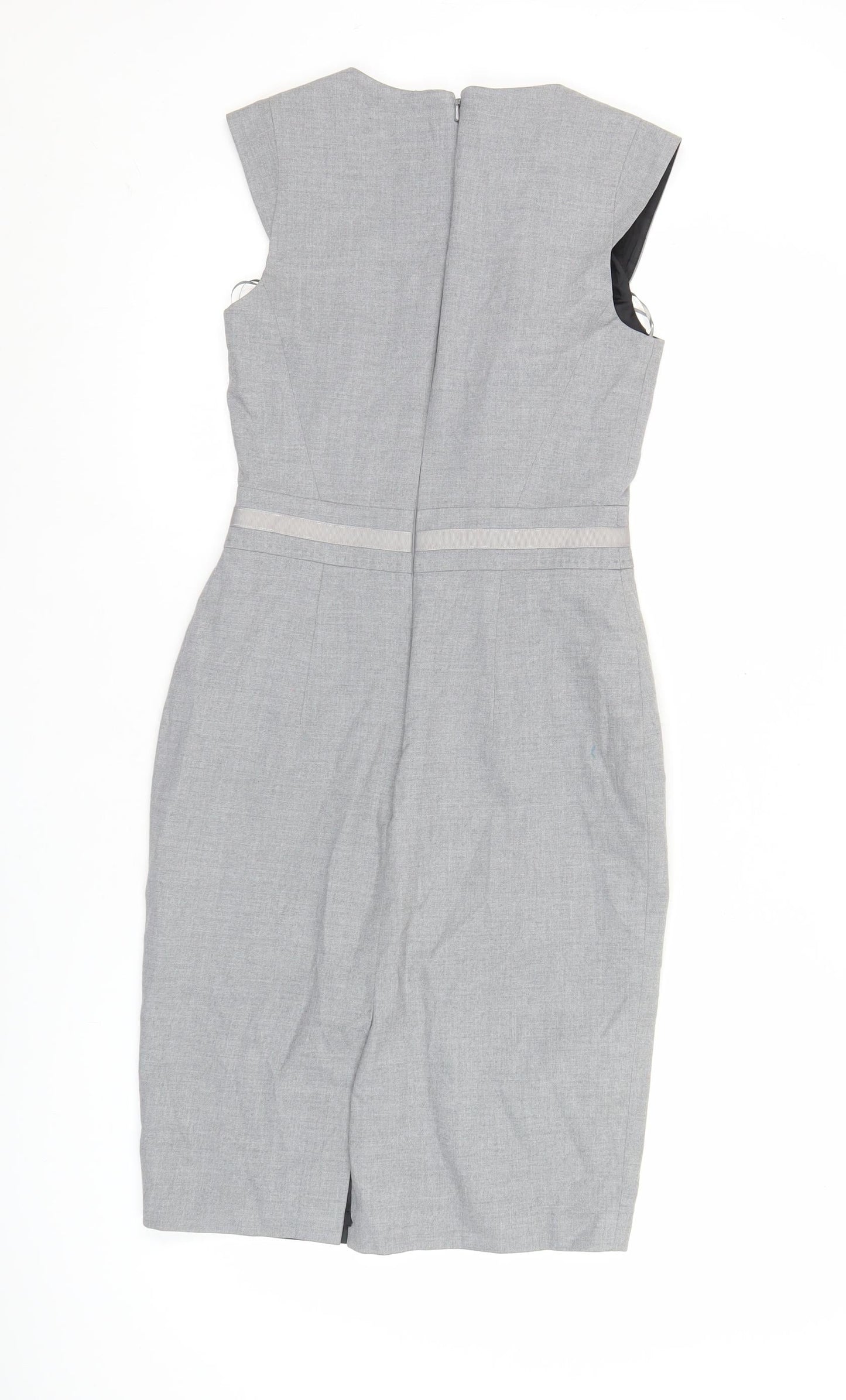 Oasis Women’s Grey Sheath Dress Size 6 Sleeveless Workwear Office