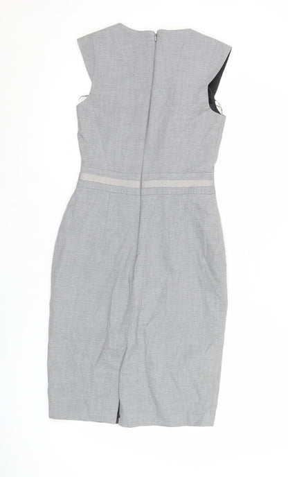 Oasis Women’s Grey Sheath Dress Size 6 Sleeveless Workwear Office