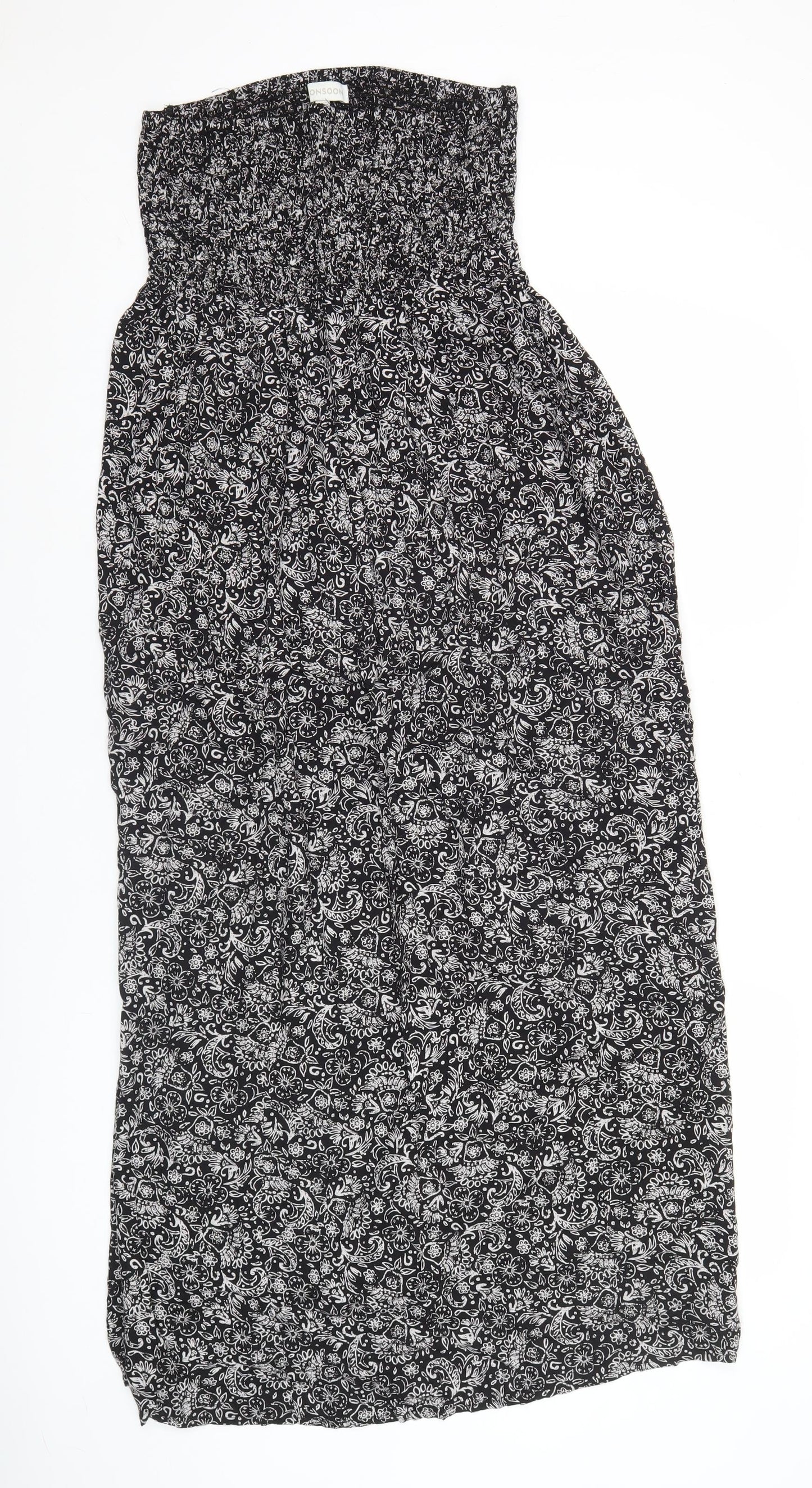 Monsoon Women’s Black Floral Strapless Midi Dress Size M