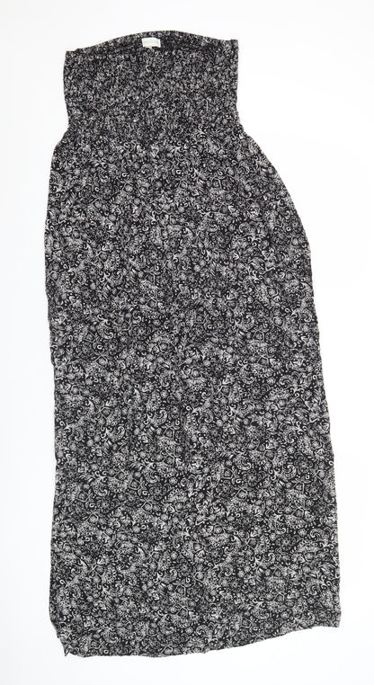Monsoon Women’s Black Floral Strapless Midi Dress Size M