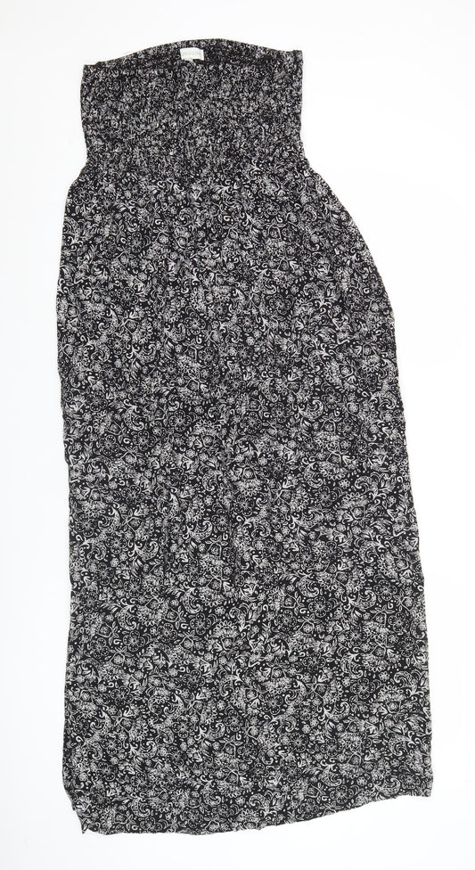 Monsoon Women’s Black Floral Strapless Midi Dress Size M