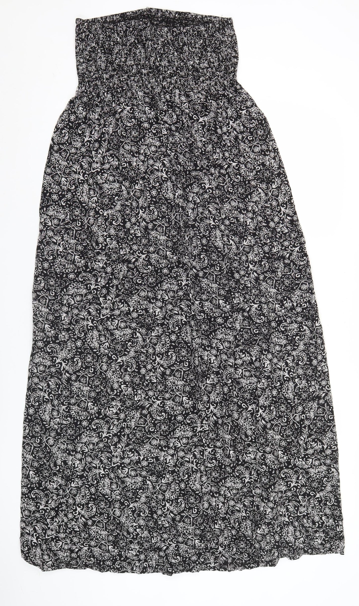 Monsoon Women’s Black Floral Strapless Midi Dress Size M