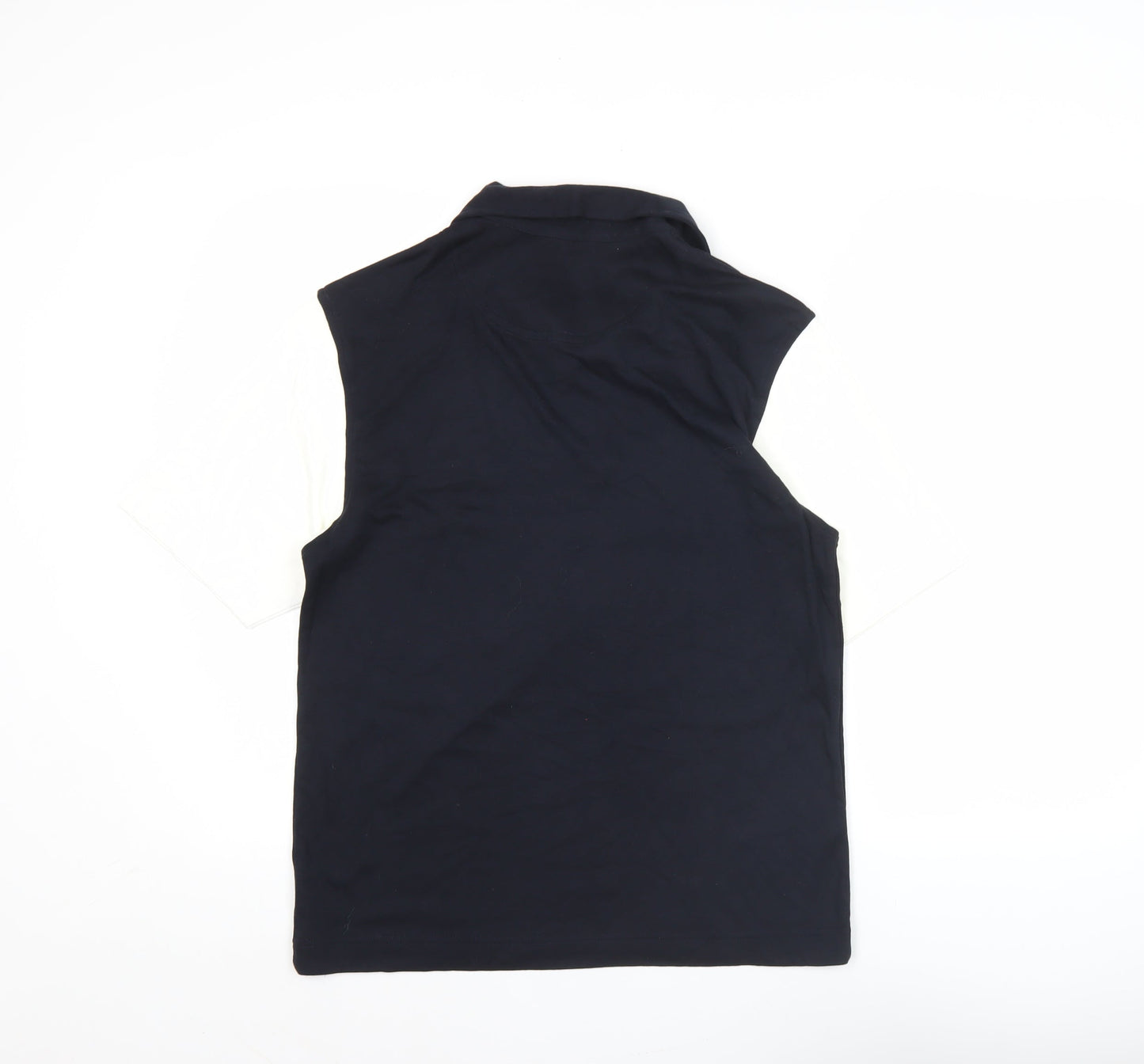 F&F Men’s Black White Blue Colourblock Polo Shirt Size S Cotton Modal