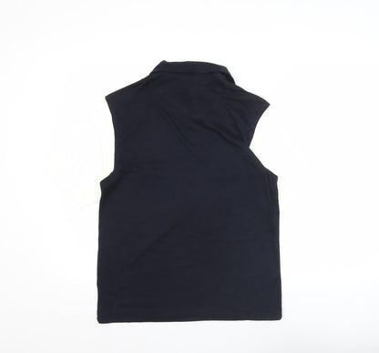 F&F Men’s Black White Blue Colourblock Polo Shirt Size S Cotton Modal