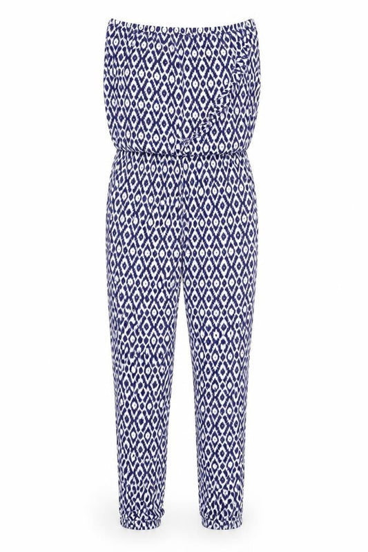 Debenhams Women’s Blue Geometric Sleeveless Wide-Leg Jumpsuit Size 12