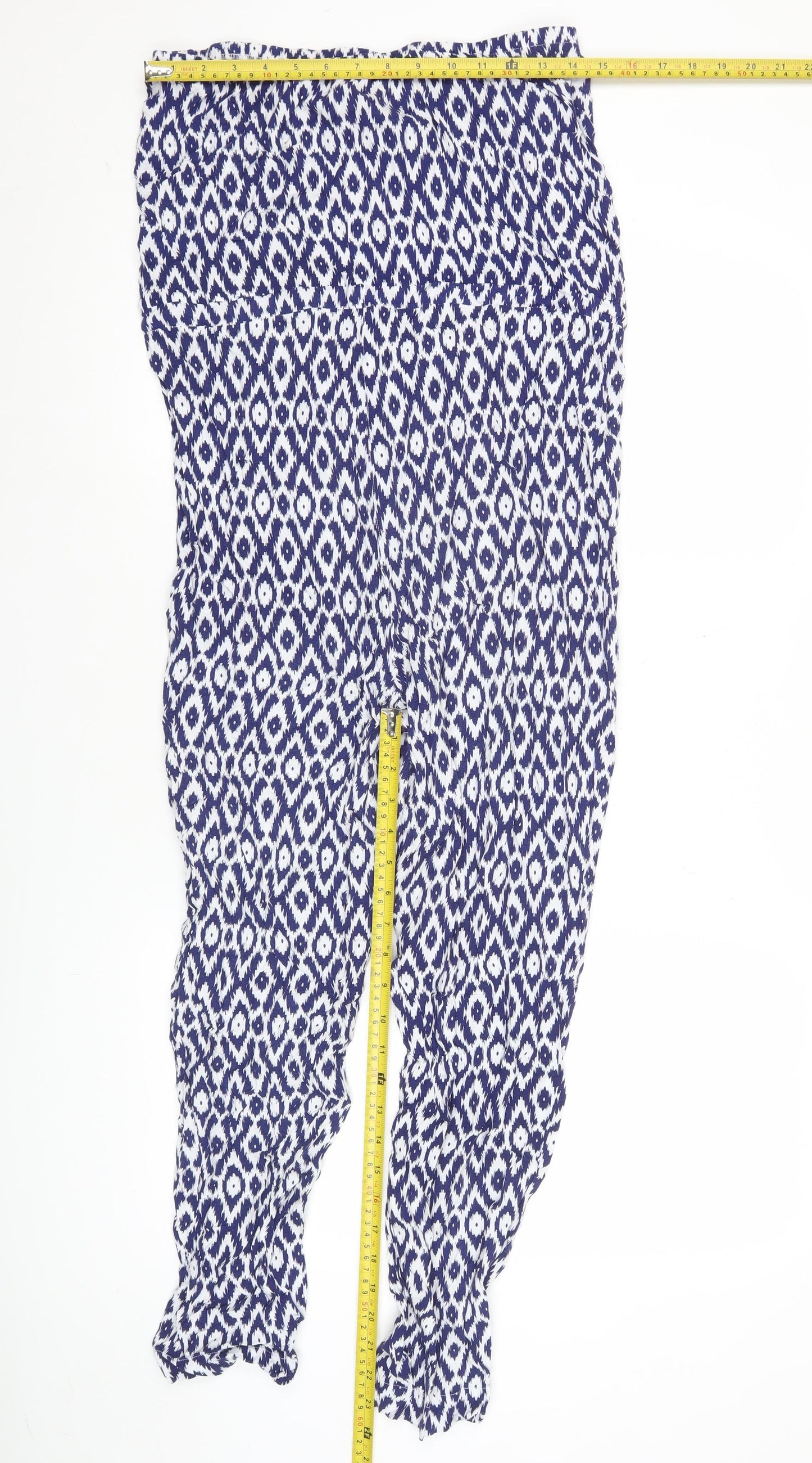 Debenhams Women’s Blue Geometric Sleeveless Wide-Leg Jumpsuit Size 12