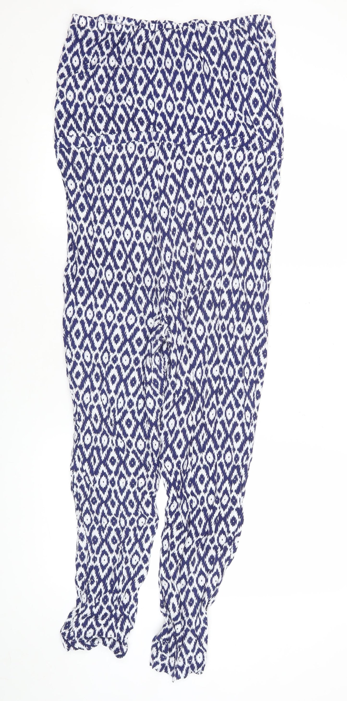 Debenhams Women’s Blue Geometric Sleeveless Wide-Leg Jumpsuit Size 12
