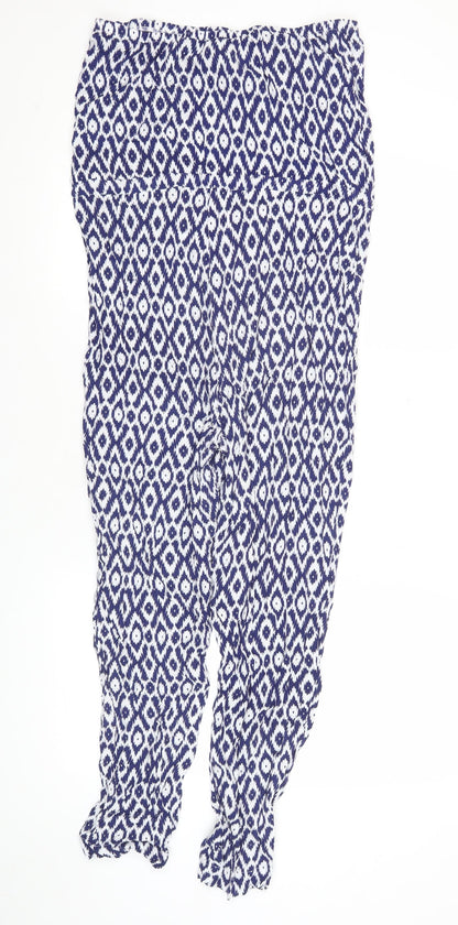 Debenhams Women’s Blue Geometric Sleeveless Wide-Leg Jumpsuit Size 12