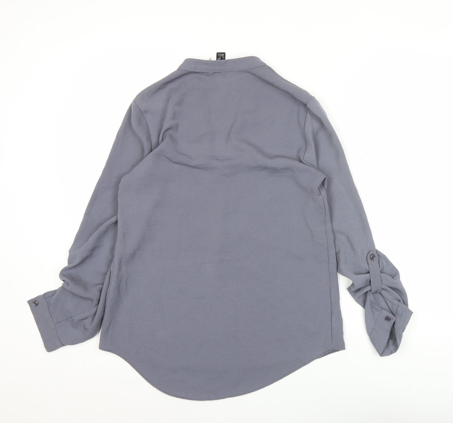 New Look Womens Grey Long Sleeve V-Neck Tunic Blouse Size 8