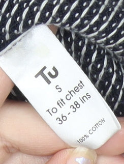 Tu Mens Blue Cotton V-Neck Geometric Knit Jumper Size S