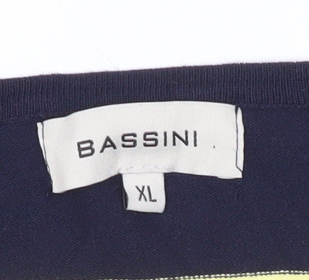 Bassini Women's XL Yellow Blue Striped Pullover Jumper