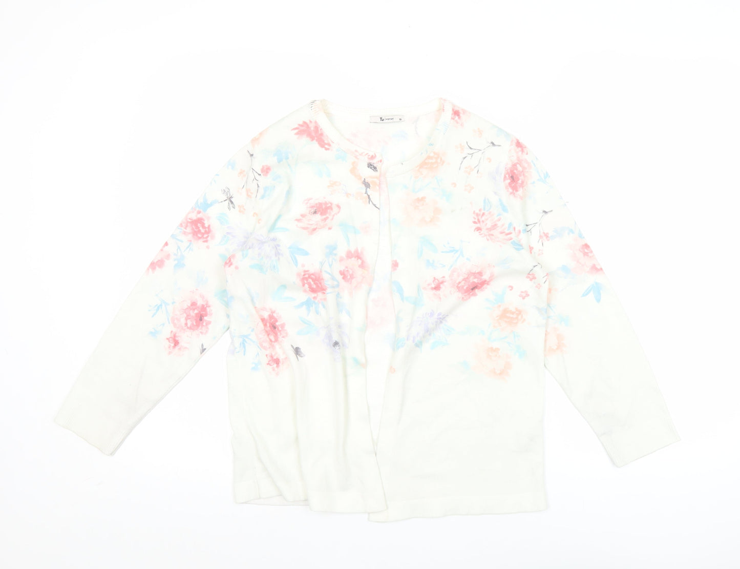 Tu Women Multicoloured Floral Cardigan Size 10 Crew Neck