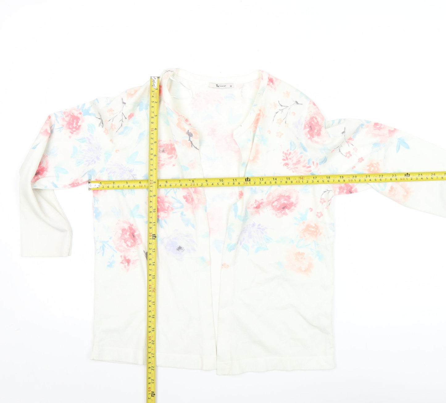 Tu Women Multicoloured Floral Cardigan Size 10 Crew Neck